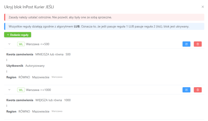 Własne bloki dostawcze