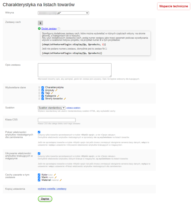 Charakterystyka na listach towarów