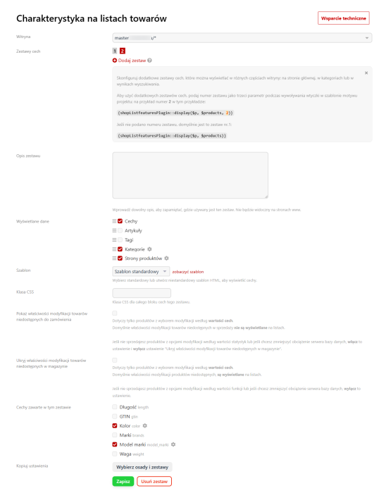 Charakterystyka na listach towarów