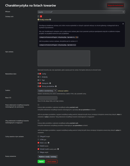 Charakterystyka na listach towarów