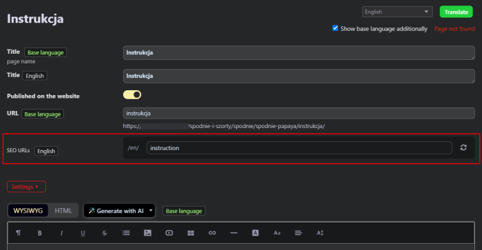 Unikalne adresy SEO-URL-ów w wersjach językowych Shopy-Script