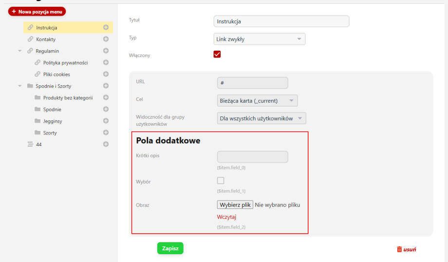 Dodatkowe pola