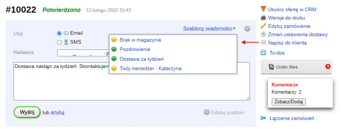 Szablony wiadomości