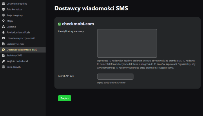 Wysyłanie powiadomień SMS przez checkmobi.com