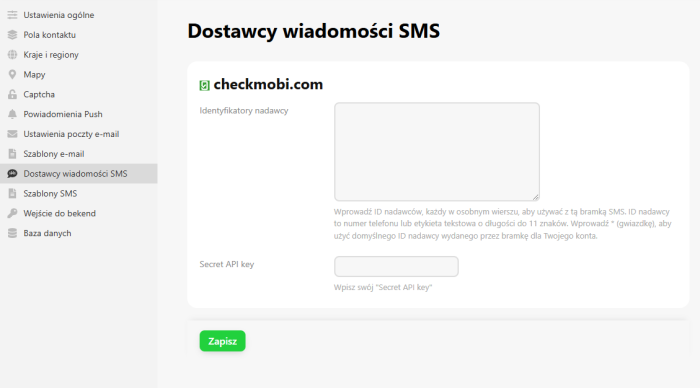 Wysyłanie powiadomień SMS przez checkmobi.com