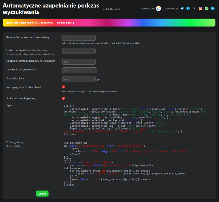 Automatyczne uzupełnianie podczas wyszukiwania