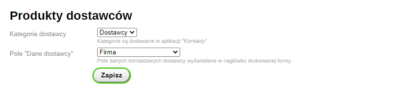 Produkty dostawców Produkty dostawców