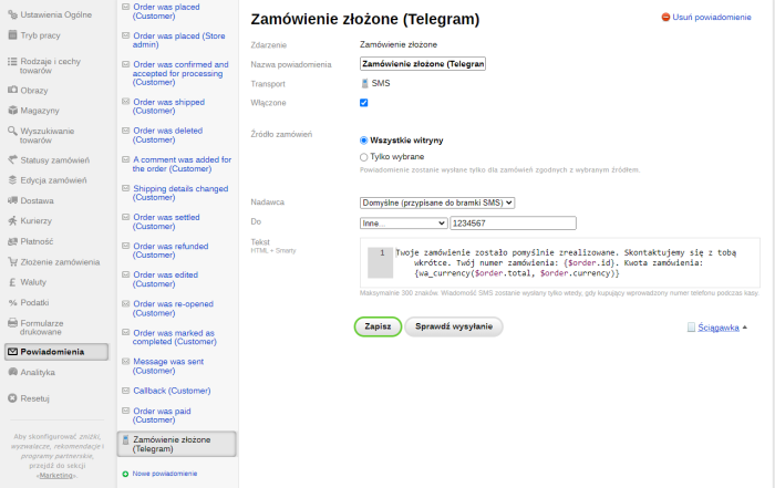 Powiadomienia w Telegram