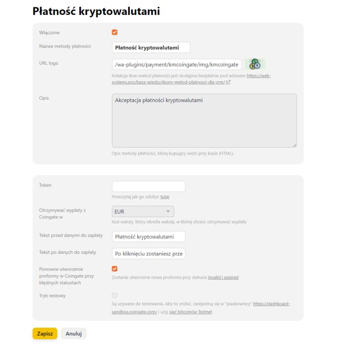 Płatność kryptowalutami