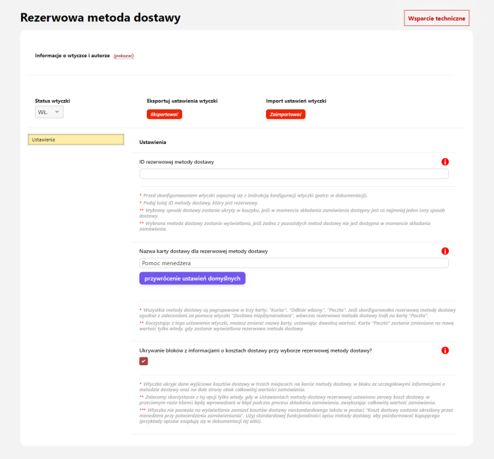Rezerwowa metoda dostawy