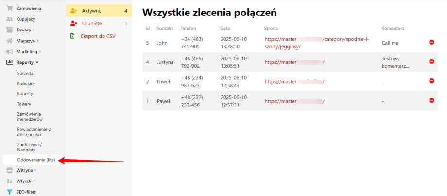 Oddzwanianie (lite) Oddzwanianie (lite)