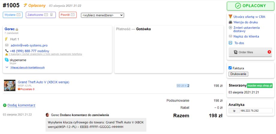 Wygodny widok zamówienia Wygodny widok zamówienia