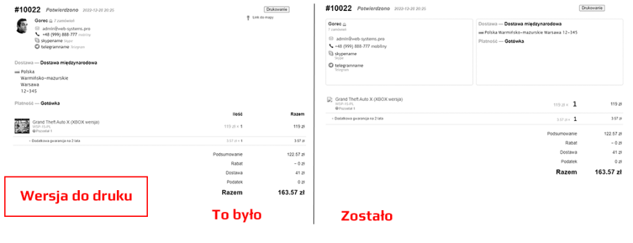 Wygodny widok zamówienia Wygodny widok zamówienia