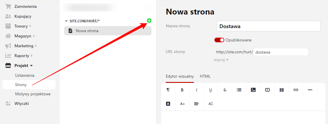 Jak dodać stronę informacyjną do witryny sklepu