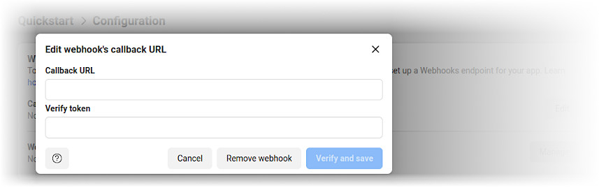 Webhook URL i Webhook verify token