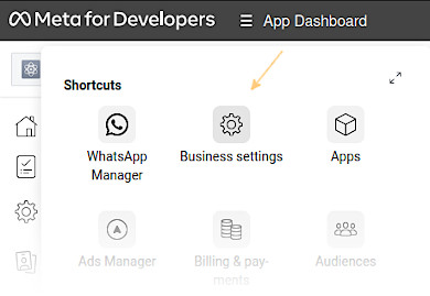 App Dashboard menu