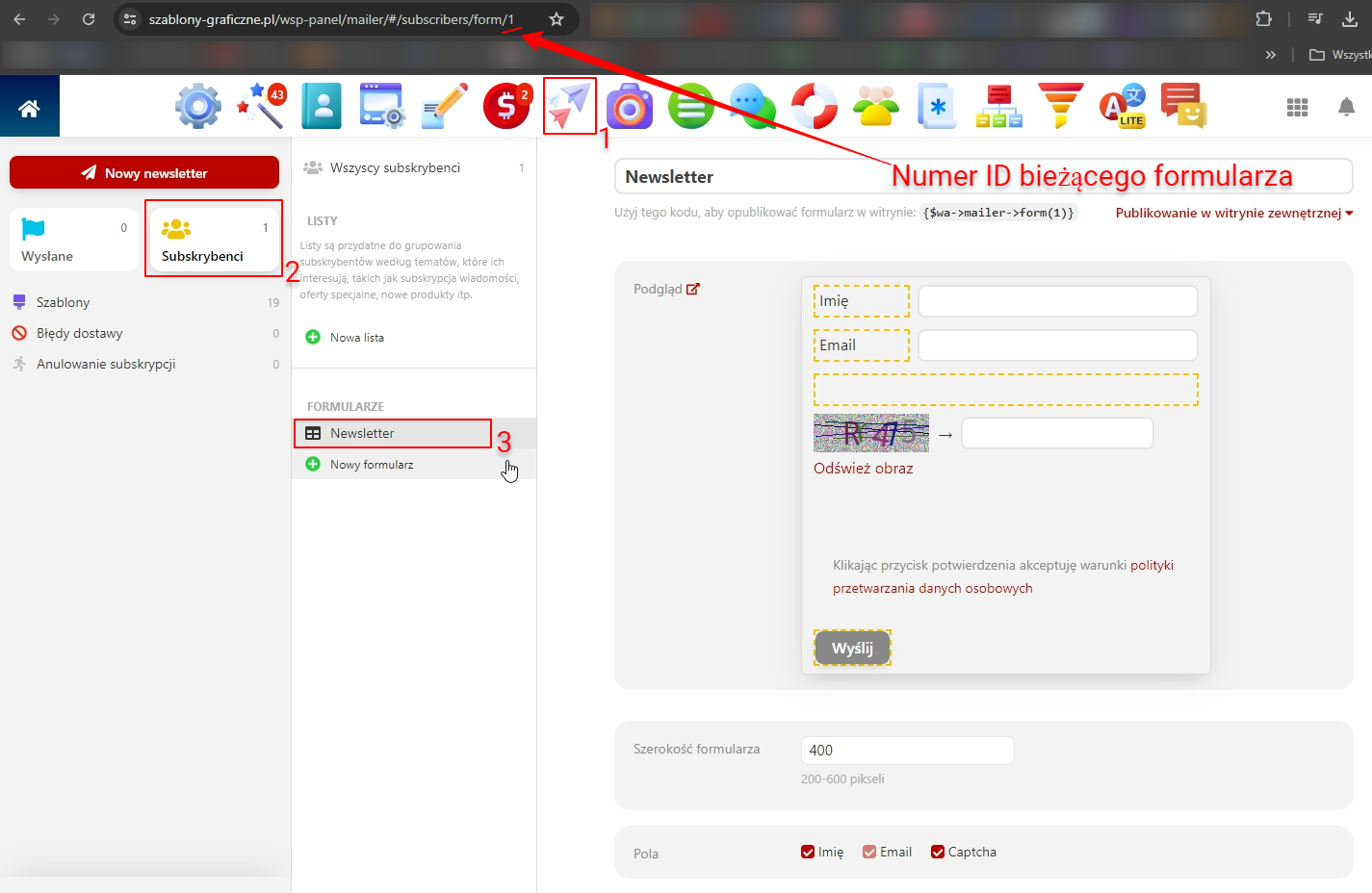 ID numer formularza subskrypcji