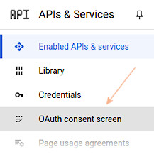 Otwórz sekcję „OAuth consent screen”