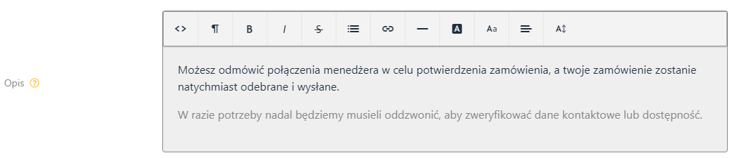 Konfiguracja tekstu obok checkboxa
