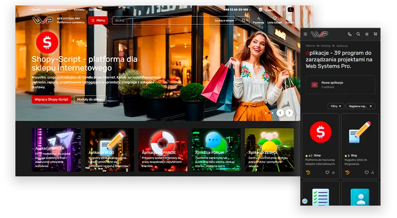 Nowy design strony Web Systems Pro - ciemny szablon