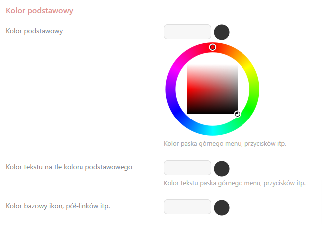 wybór koloru elementu w szablonie graficznem