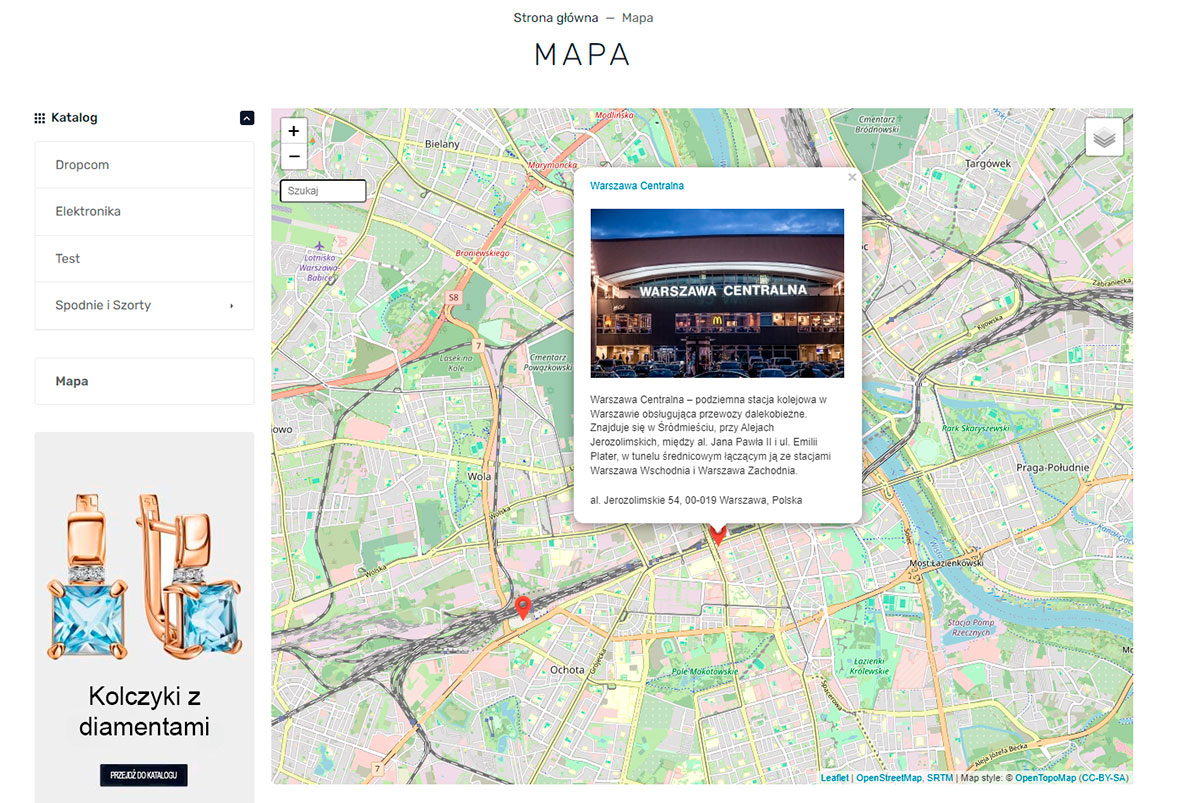 Mapa na stronie internetowej