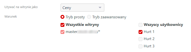 Warunki wyjściowe cen