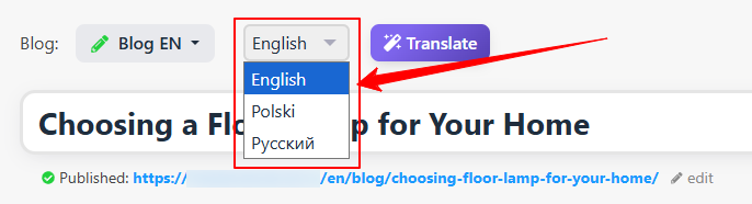 Przełączanie między powiązanymi wpisami bloga