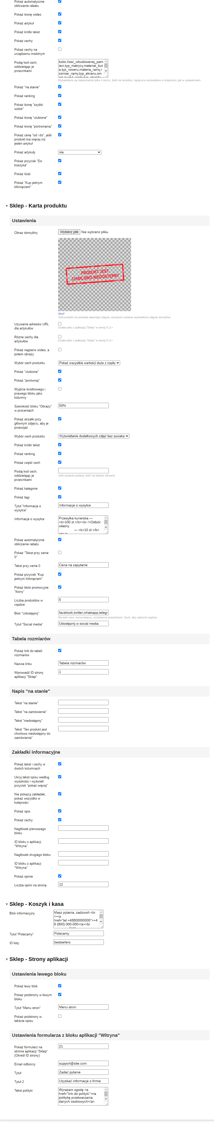 Zrzut 6 ustawień motywu '24Market'