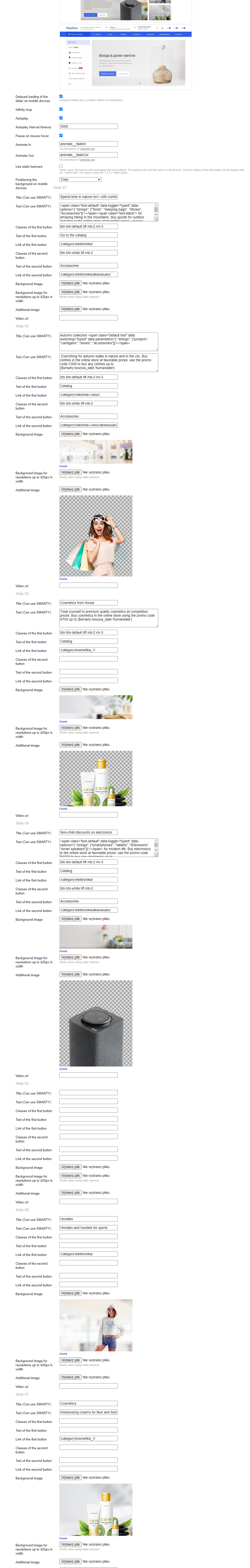 Zrzut 3 ekranu ustawień 'Ahead'