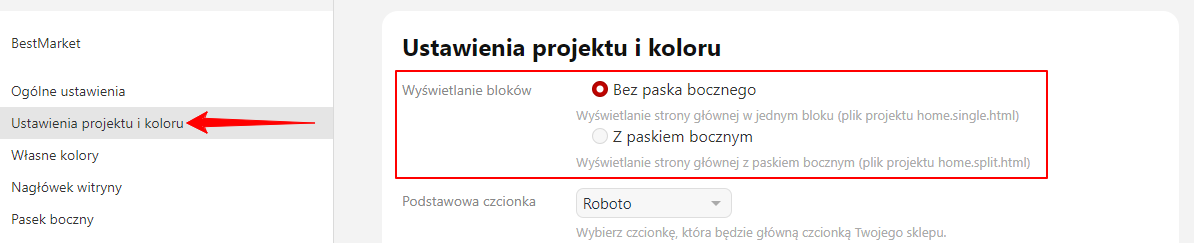 Konfiguracja panelu bocznego