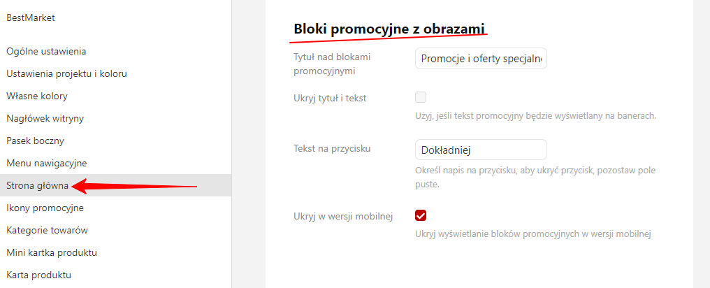 Konfiguracja bloku promocyjnego z obrazami