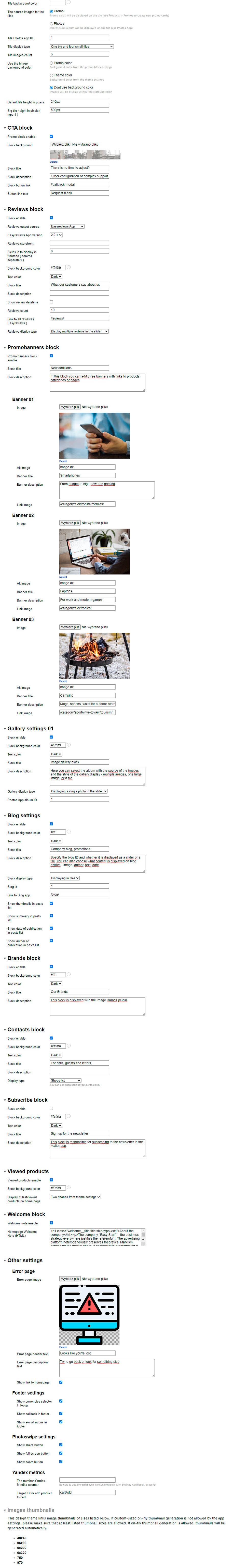 Zrzut 4 ekranu ustawień 'EasyStart'