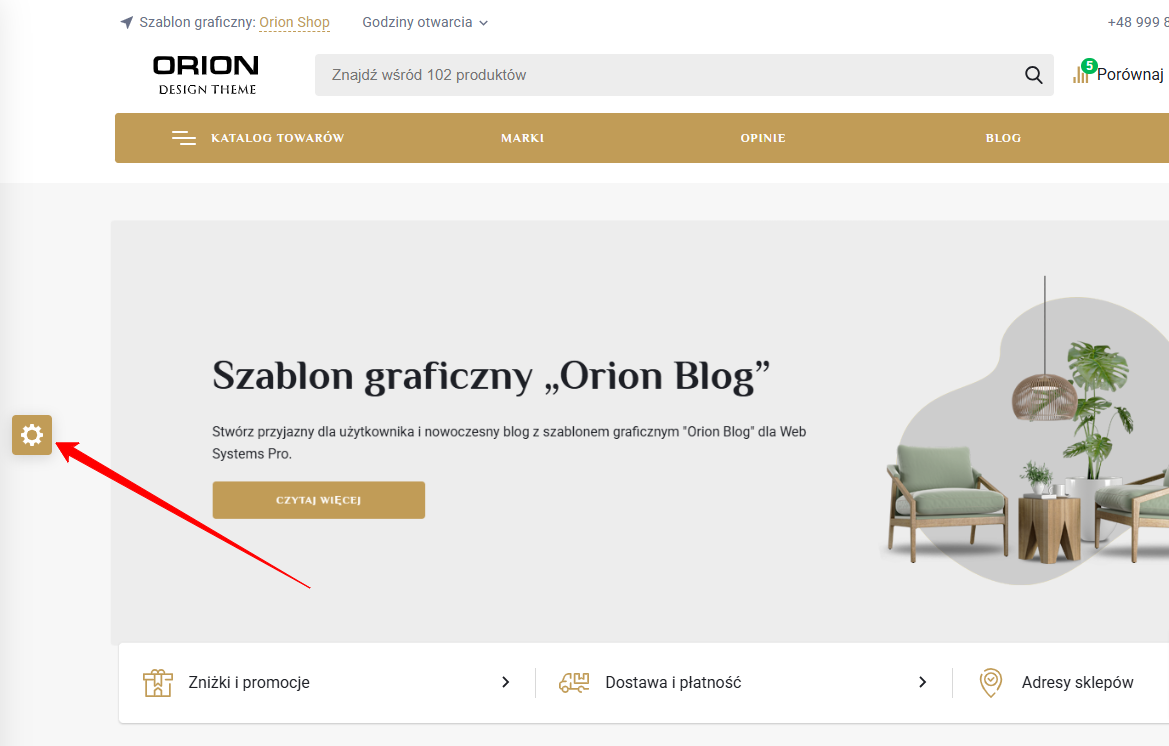 Konfiguracja szablonu z frontendu (orion shop)