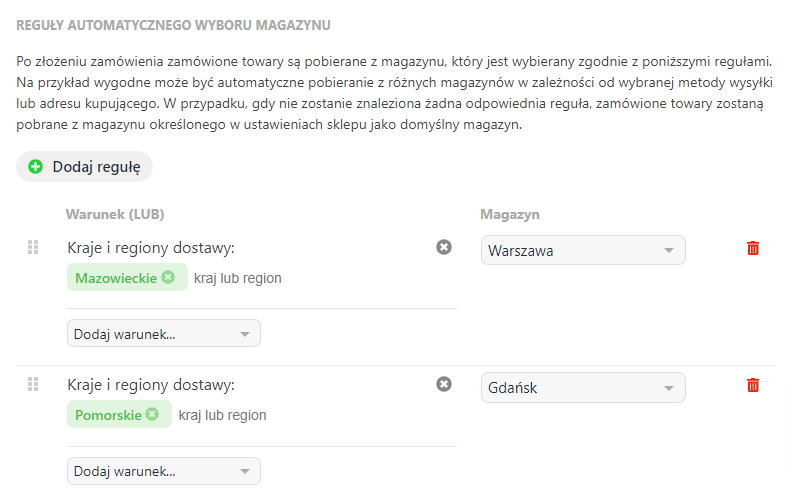 Reguły magazynu