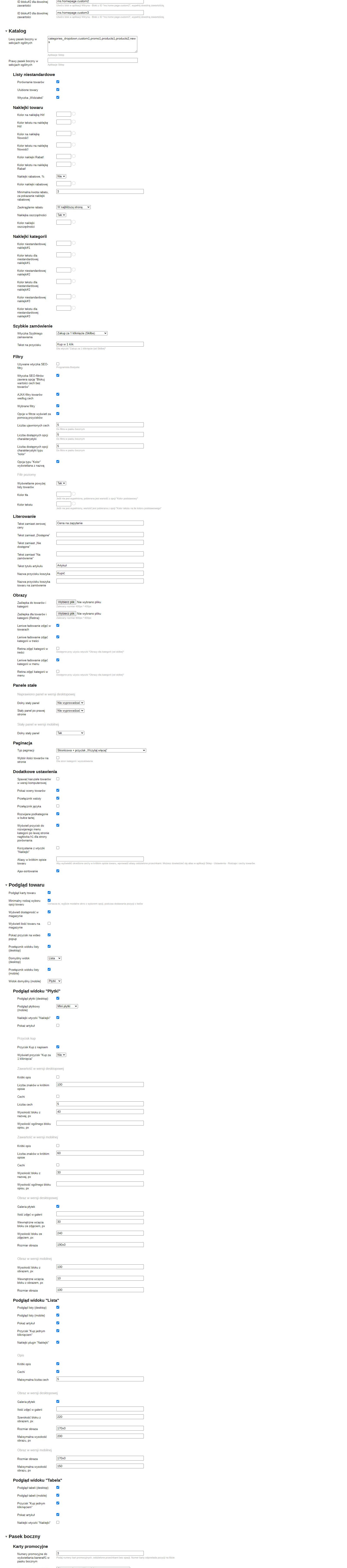 Zrzut 3 ekranu ustawień 'Mastershop'