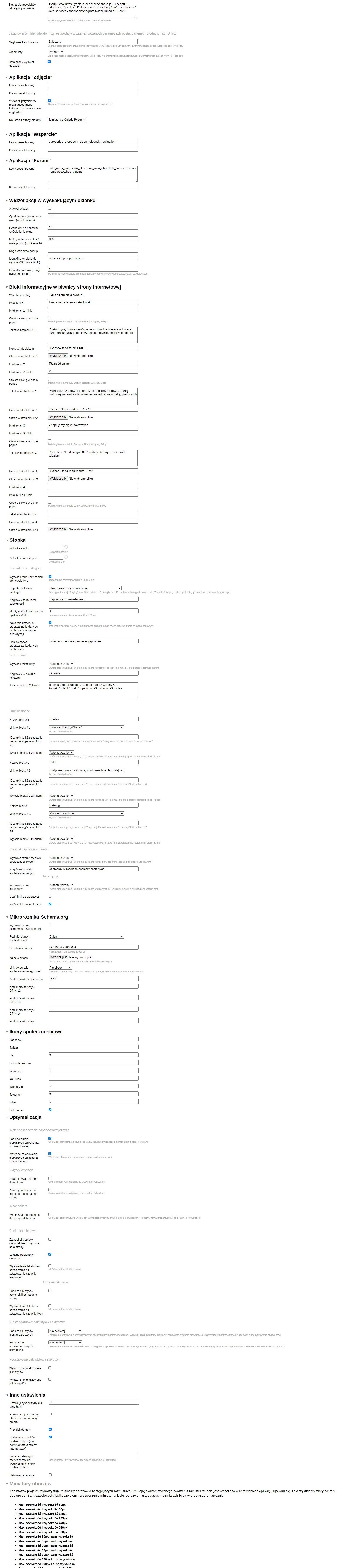 Zrzut 6 ekranu ustawień 'Mastershop'