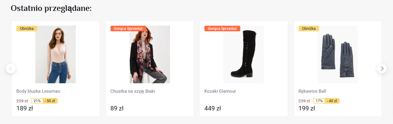 Blok Oglądane produkty (Orion Shop)