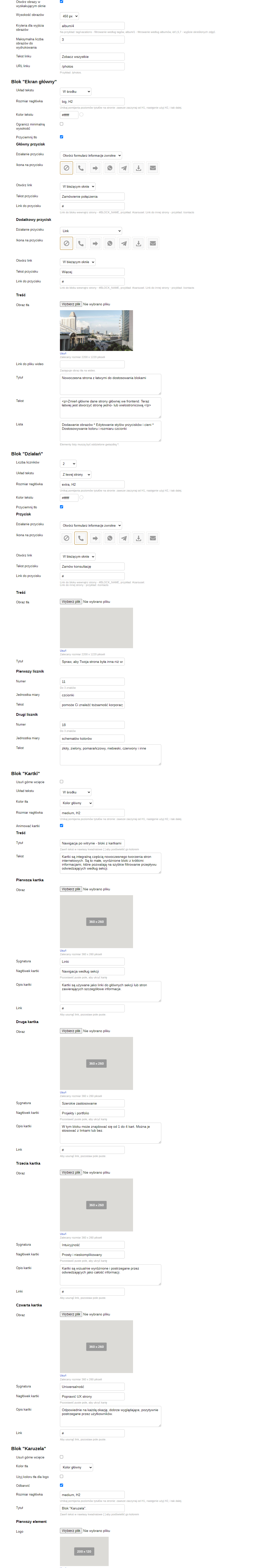 Zrzut 3 ekranu ustawień 'Orion'