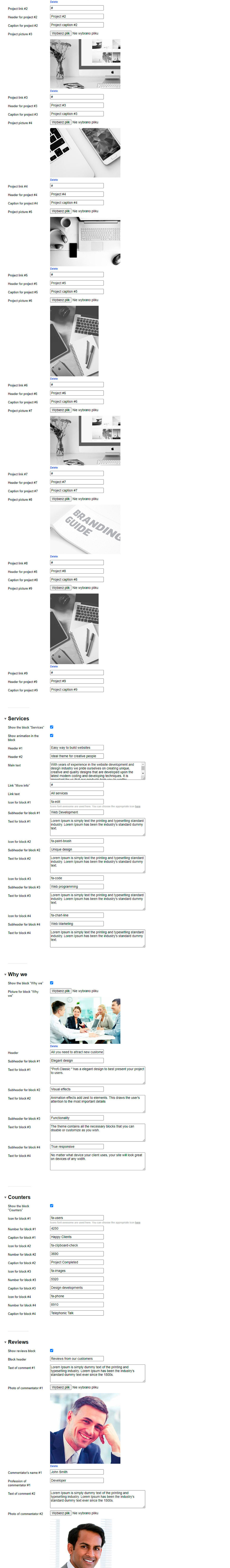 Zrzut 2 ekranu ustawień 'PROFI:Classic'