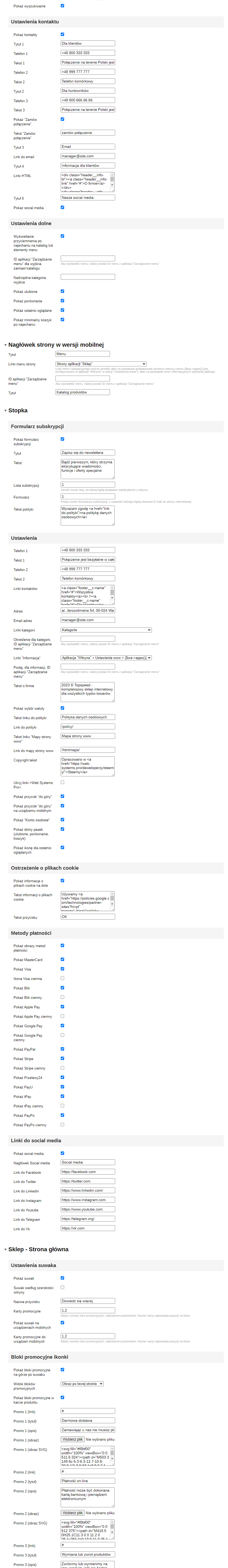 Zrzut 2 ekranu ustawień 'TopSpeed'