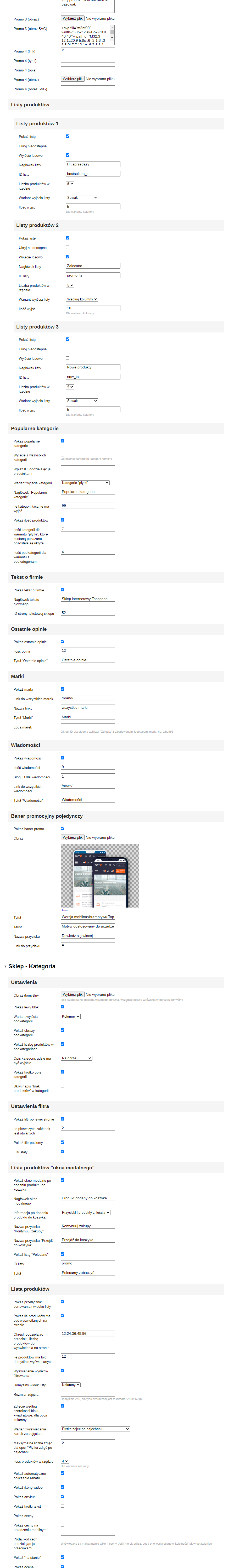 Zrzut 3 ekranu ustawień 'TopSpeed'