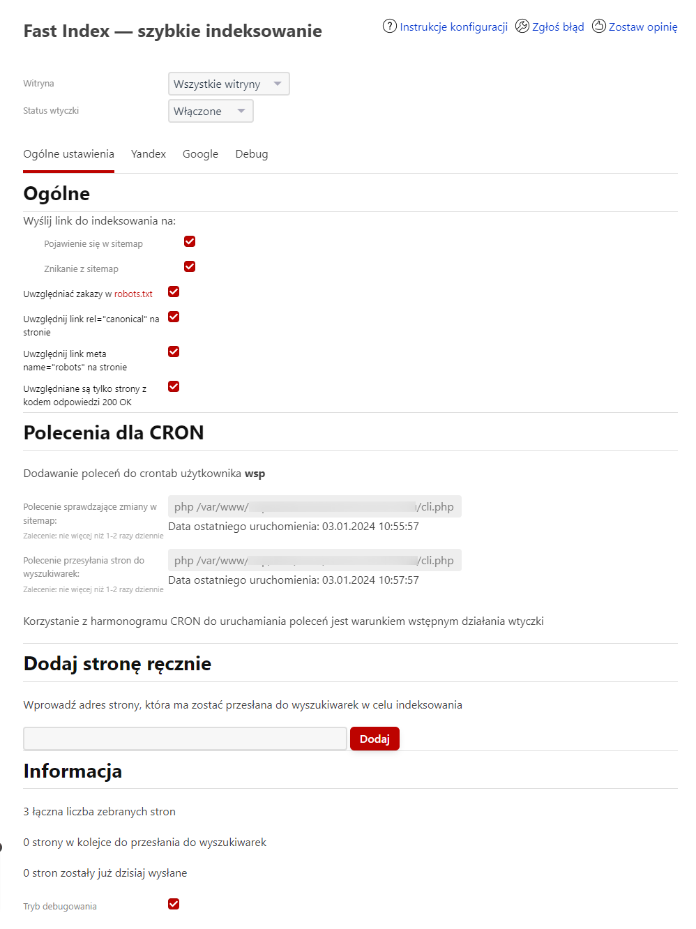 Konfiguracji wtyczki Fast Index (Instrukcja)