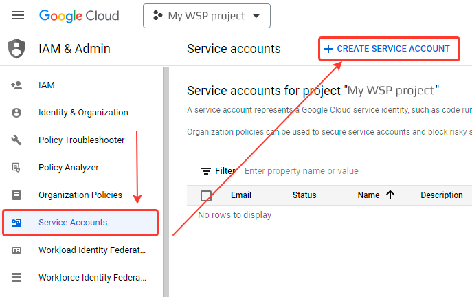 CREATE SERVICE ACCOUNT