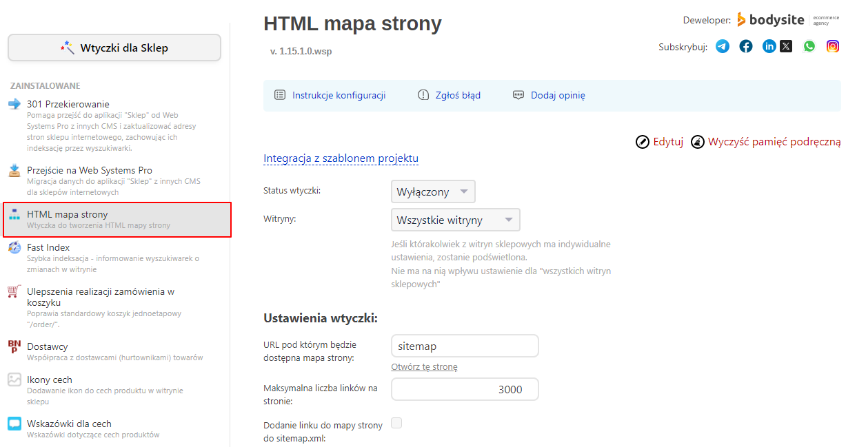 Ustawienia wtyczki 'HTML mapa strony'