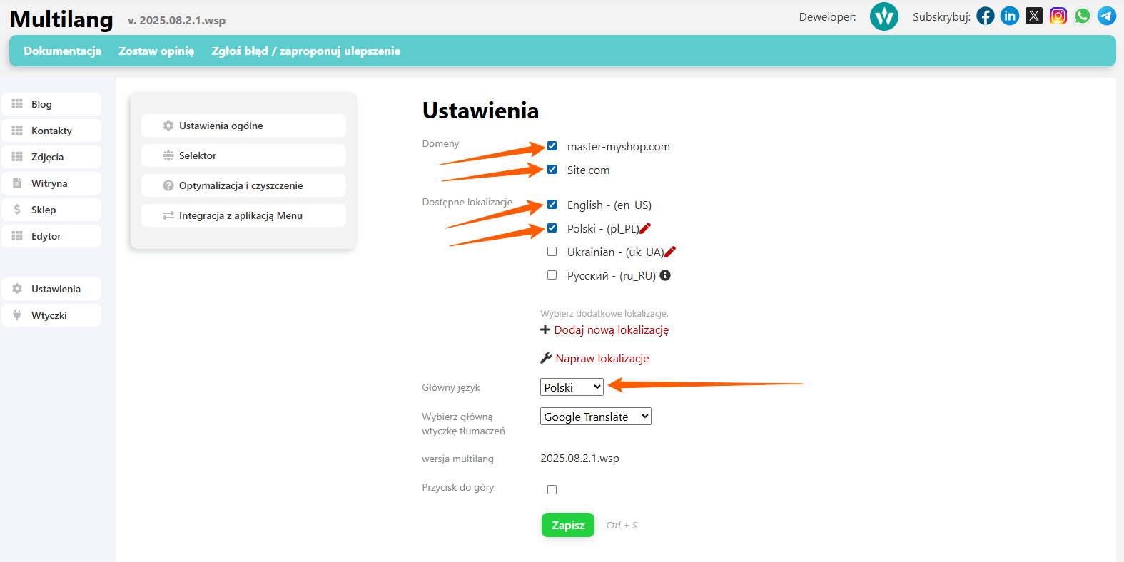 Łączenie domen i ustawień regionalnych