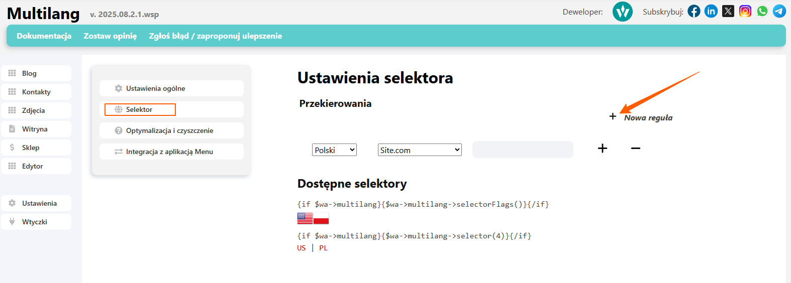 Dodanie nowej reguły selektora