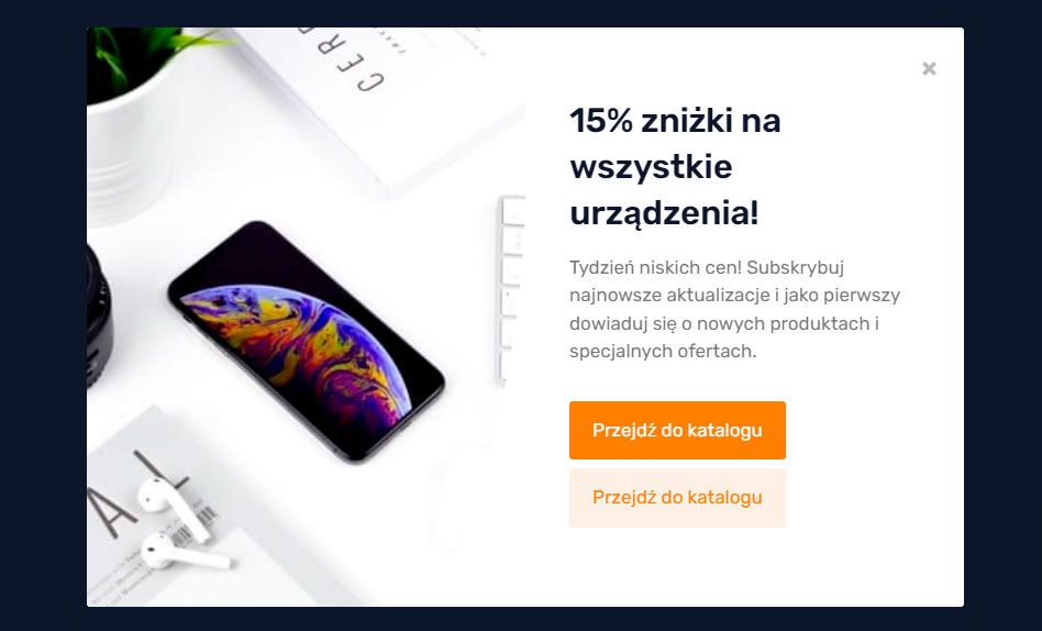 Okno modalne z akcją promocyjną (Pipeline)