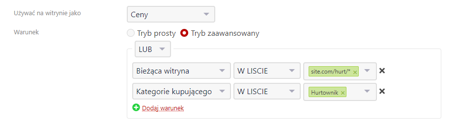 Przykładowy warunek