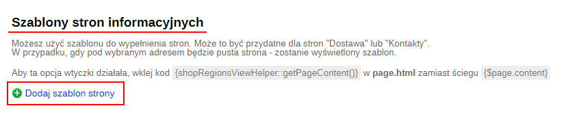 Dodaj szablon strony (SEO-regiony)